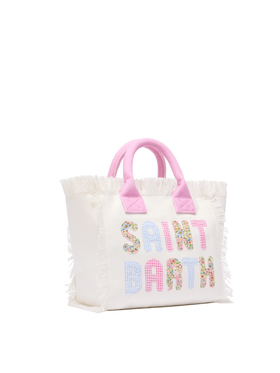 Colette cotton canvas handbag with Saint Barth patch logo - MC2 Saint Barth