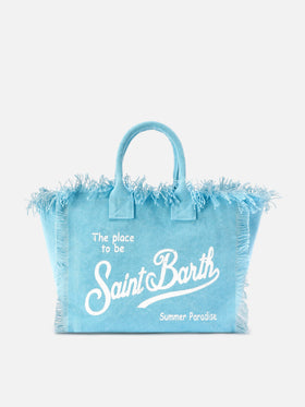 Borsa Colette azzurra in canvas con frange