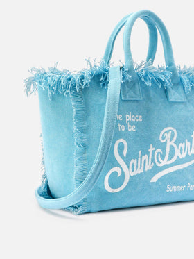 Borsa Colette azzurra in canvas con frange