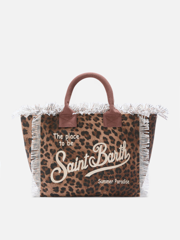 Borsa Colette in canvas con fantasia leopardata