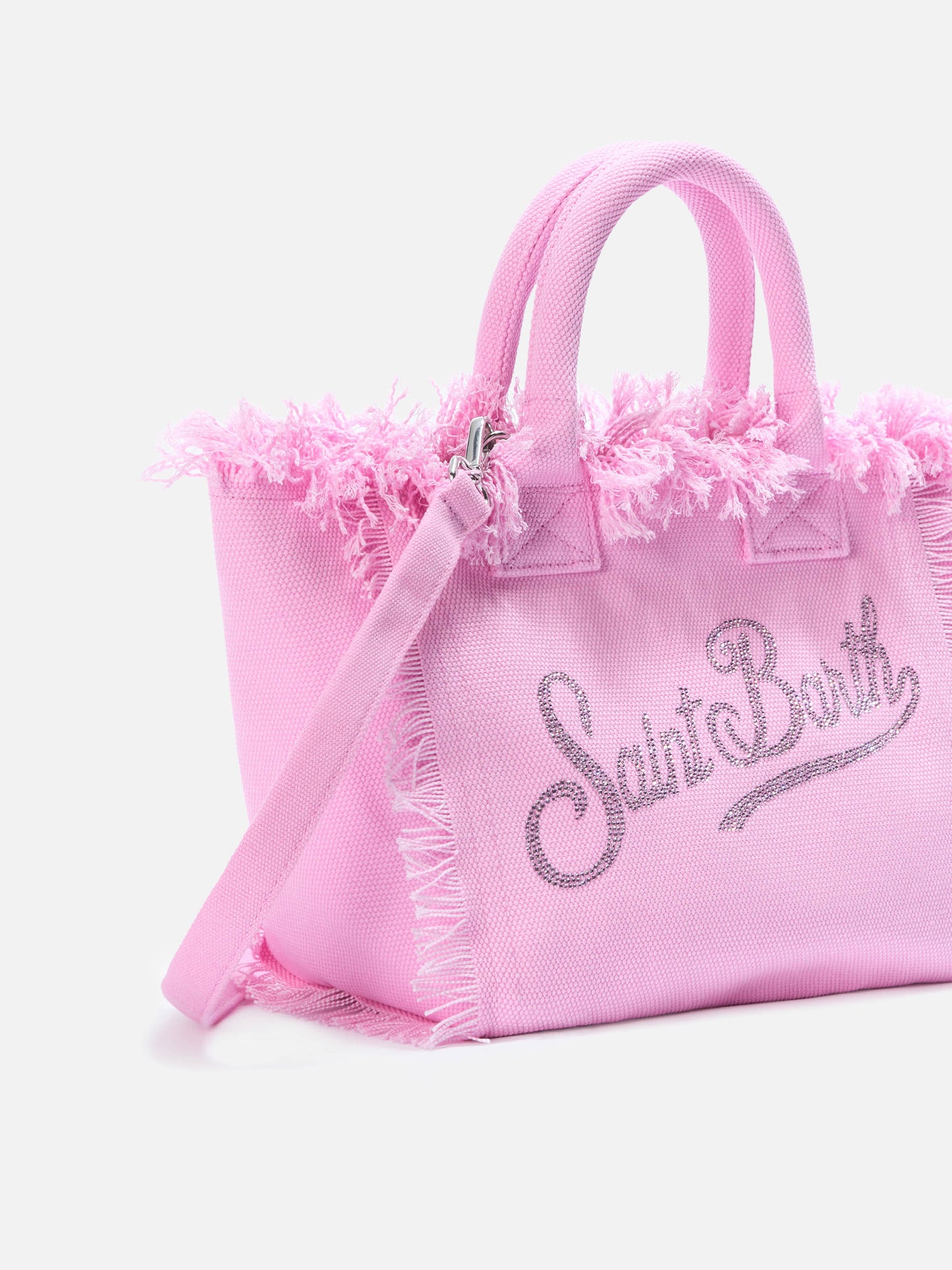 Borsa Colette in canvas rosa con logo in strass
