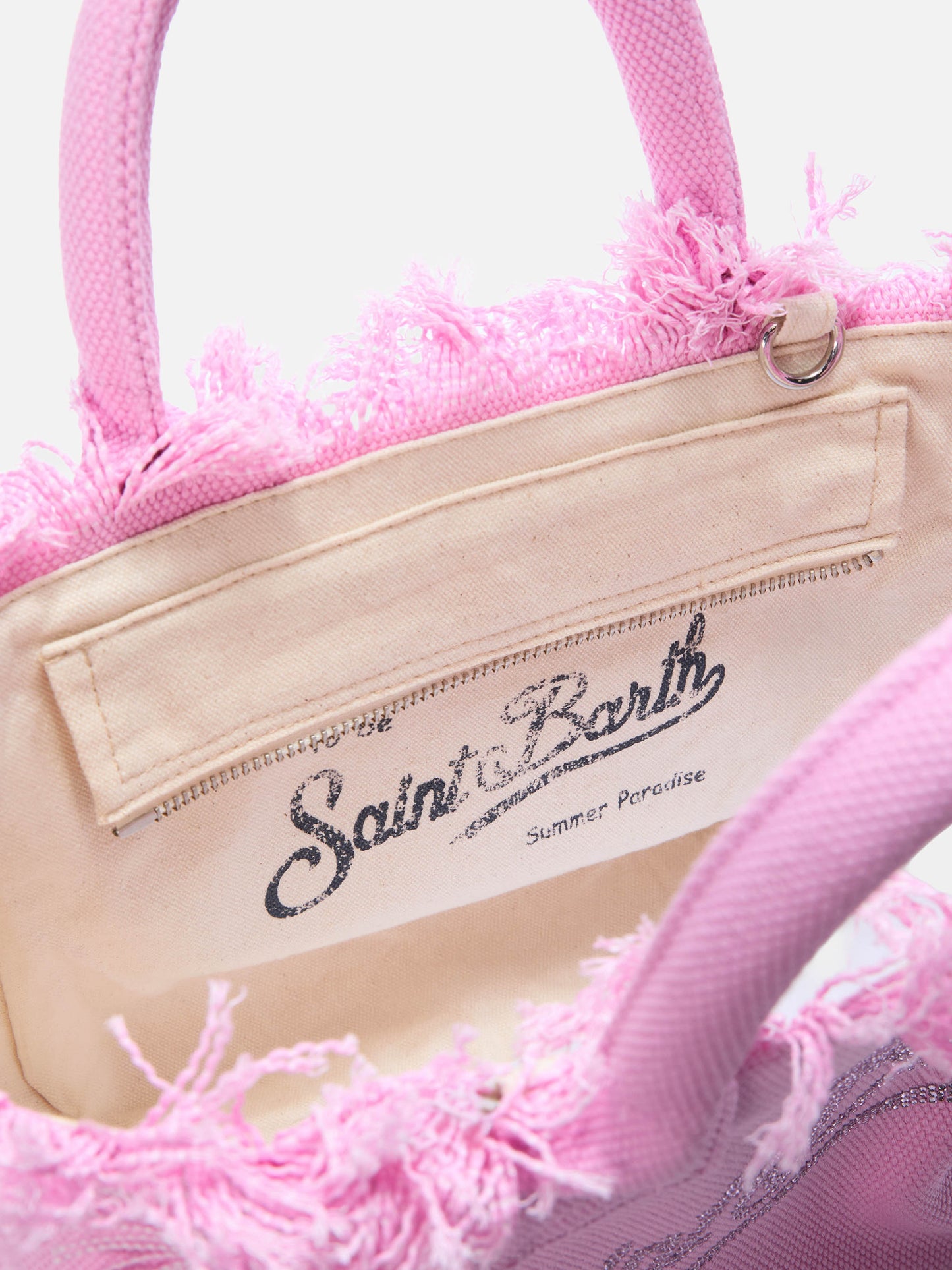 Borsa Colette in canvas rosa con logo in strass