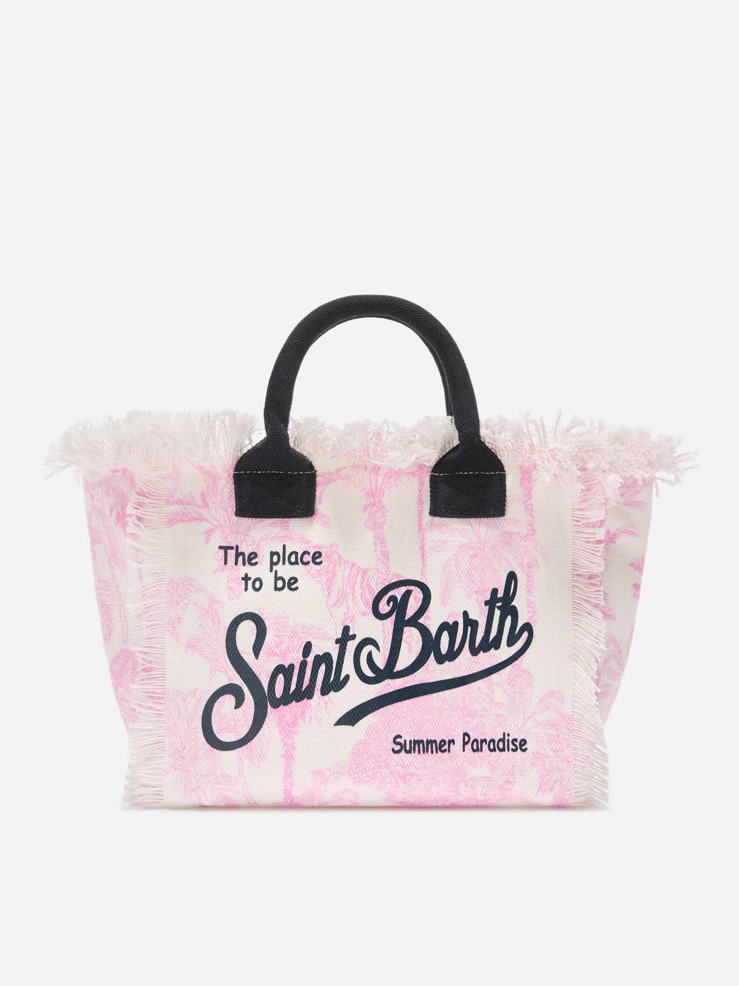 Colette canvas bag with pink toile de Jouy print