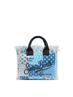 Borsa Colette in canvas di cotone con stampa patch floreale