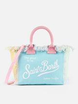 Borsa Colette in tela di cotone con patch multicolore