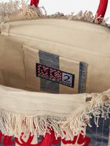 Gestreifte Colette-Handtasche aus Baumwollcanvas
