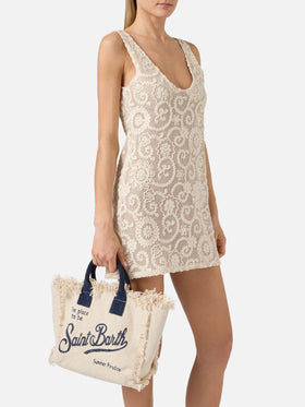 Borsa Colette bianca in canvas con frange