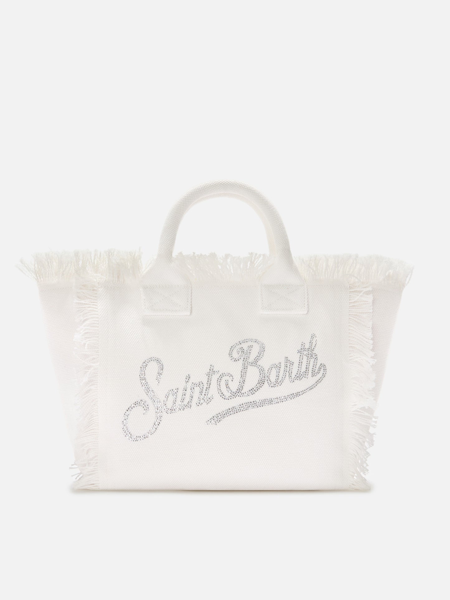 White canvas Colette bag with rhinestone logo
