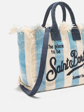 Borsa Colette in canvas a righe azzurre