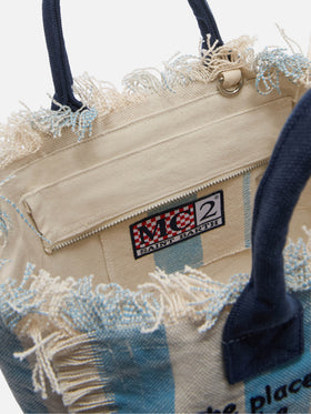 Borsa Colette in canvas a righe azzurre