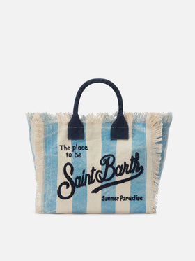 Borsa Colette in canvas a righe azzurre