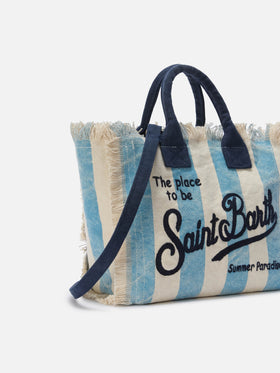 Borsa Colette in canvas a righe azzurre
