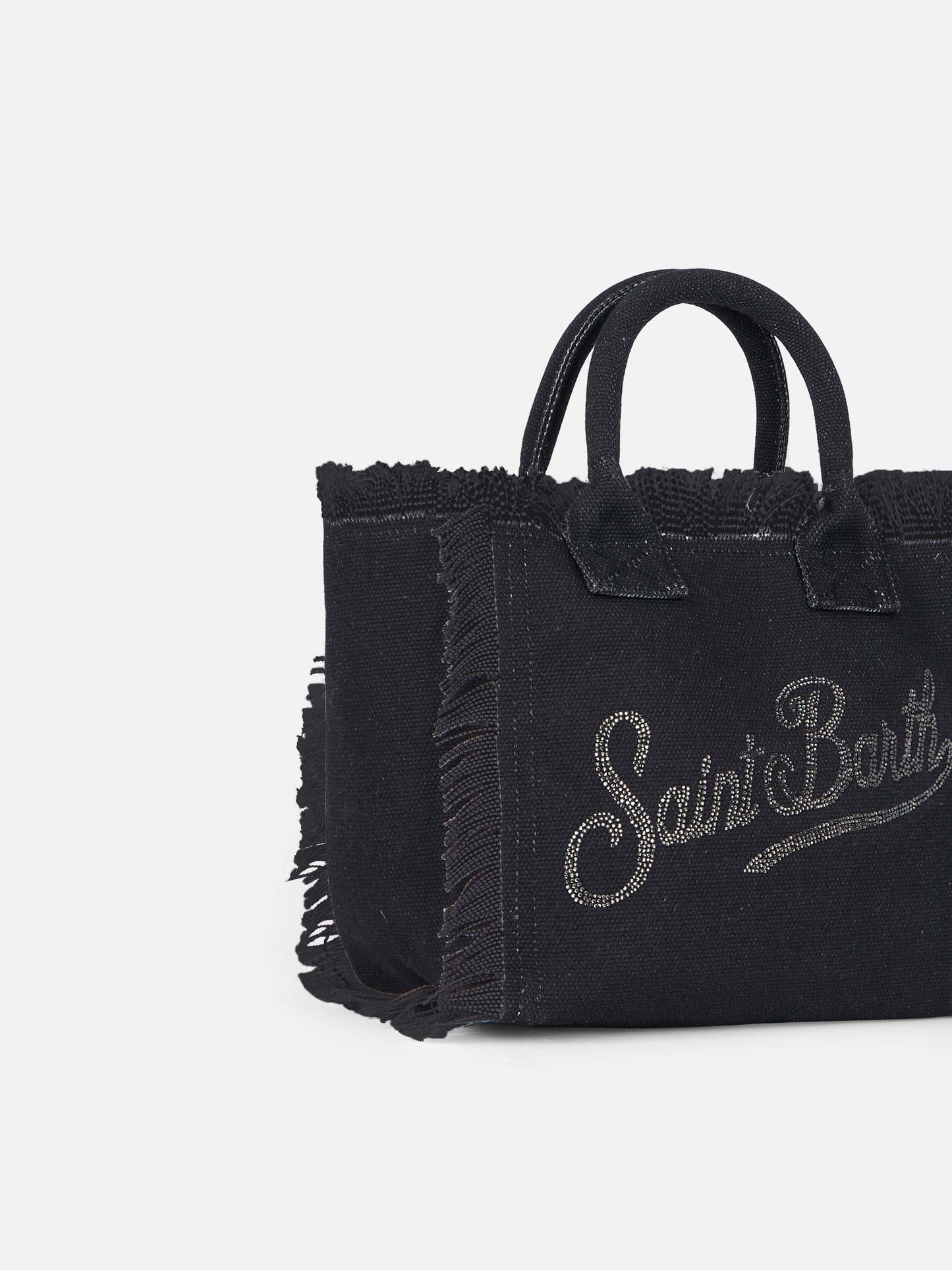 Black cotton canvas Colette handbag with rhinestones