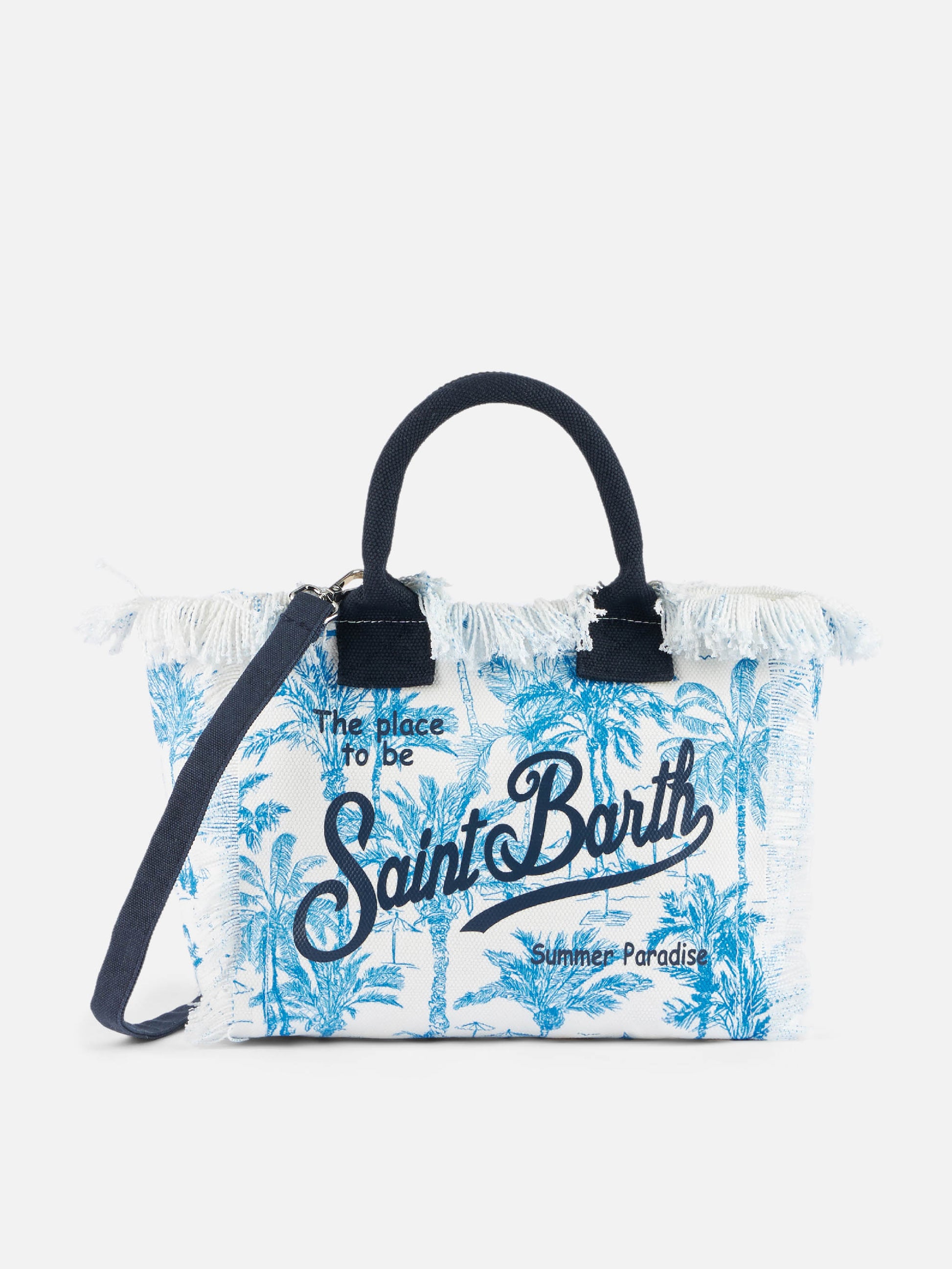 Colette cotton canvas handbag with toile de jouy print - MC2 Saint Barth