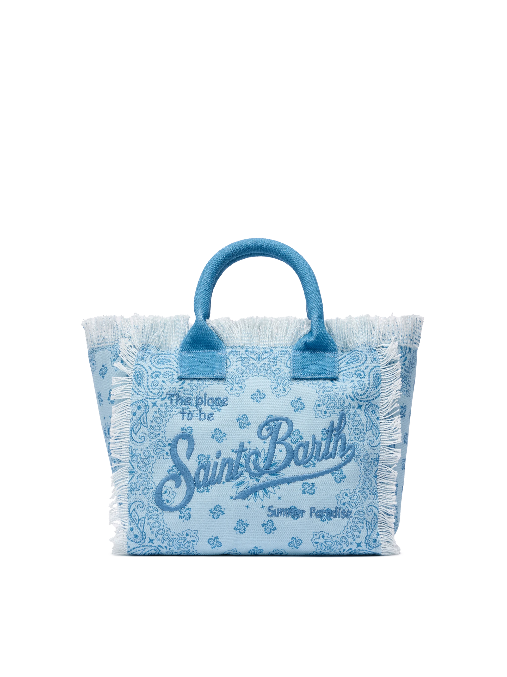 Colette cotton canvas handbag with bandanna print - MC2 Saint Barth