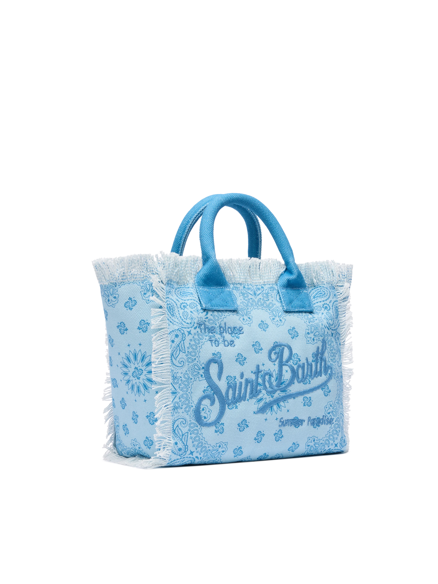 Colette cotton canvas handbag with bandanna print - MC2 Saint Barth