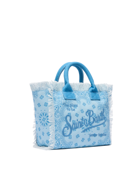 Colette cotton canvas handbag with bandanna print - MC2 Saint Barth