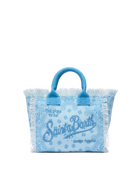 Colette cotton canvas handbag with bandanna print - MC2 Saint Barth