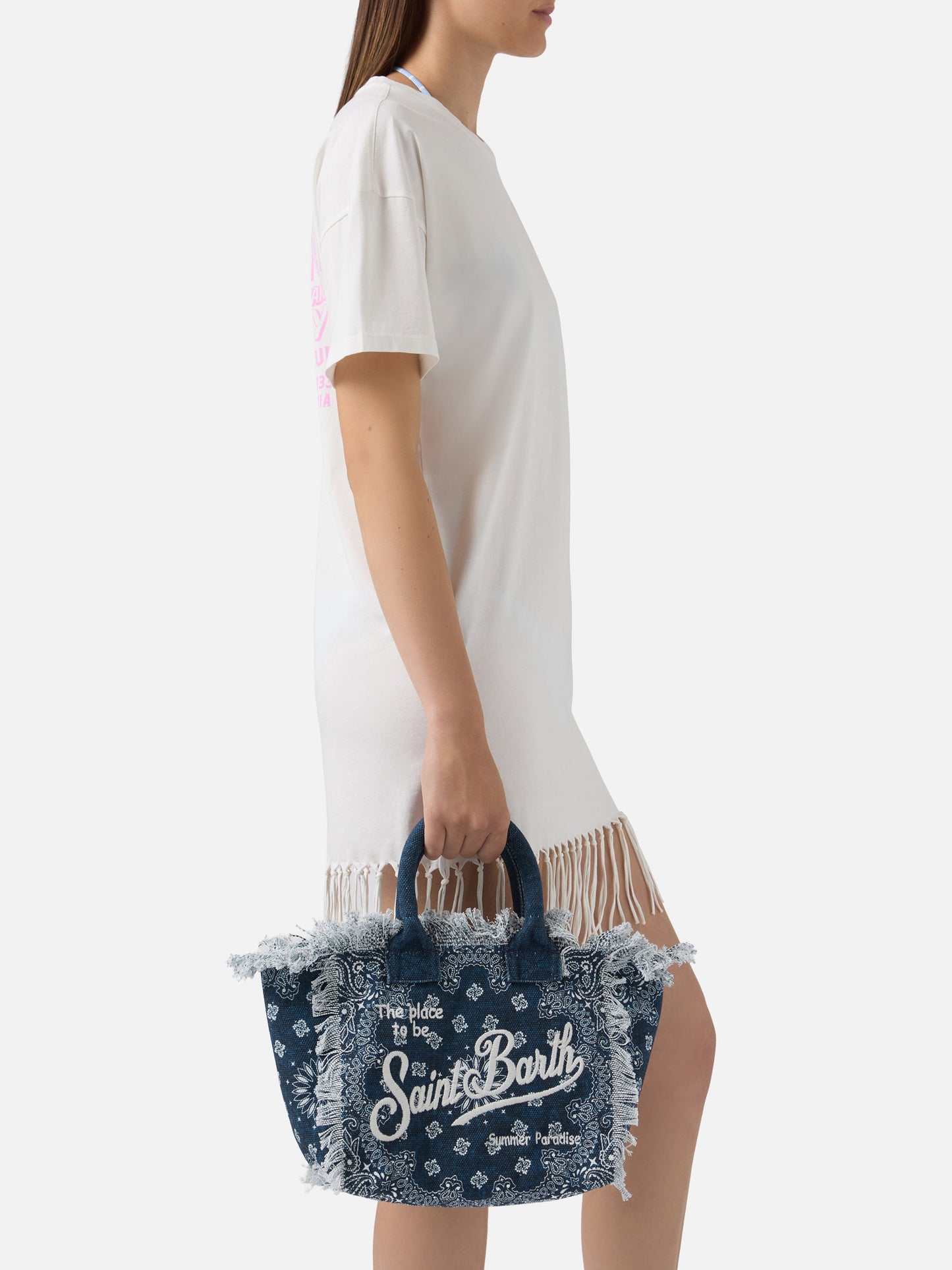 Borsa Colette in canvas azzurro con stampa bandana