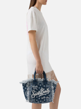 Borsa Colette in canvas azzurro con stampa bandana