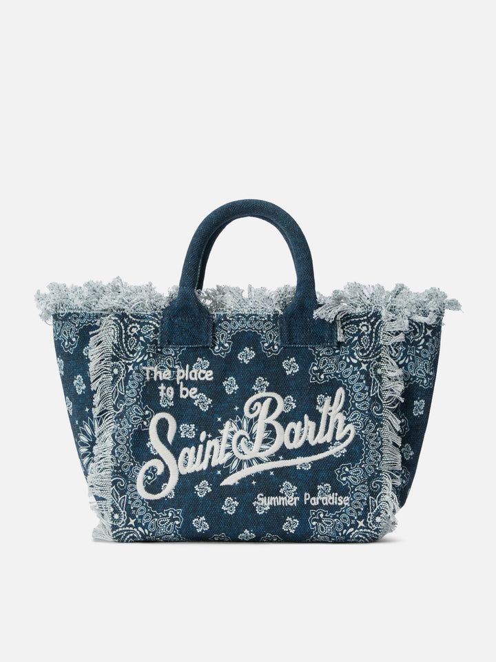 Light blue canvas Colette bag with bandana print