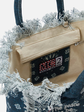 Borsa Colette in canvas azzurro con stampa bandana