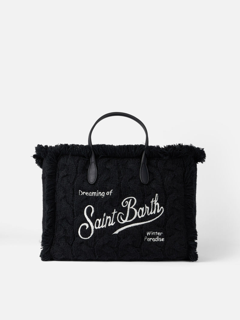 Borsa Colette in maglia nera con ricamo del logo