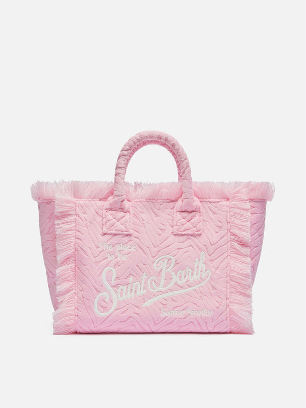 Colette Sponge – Rosa Frottee-Handtasche mit Zebraprägung