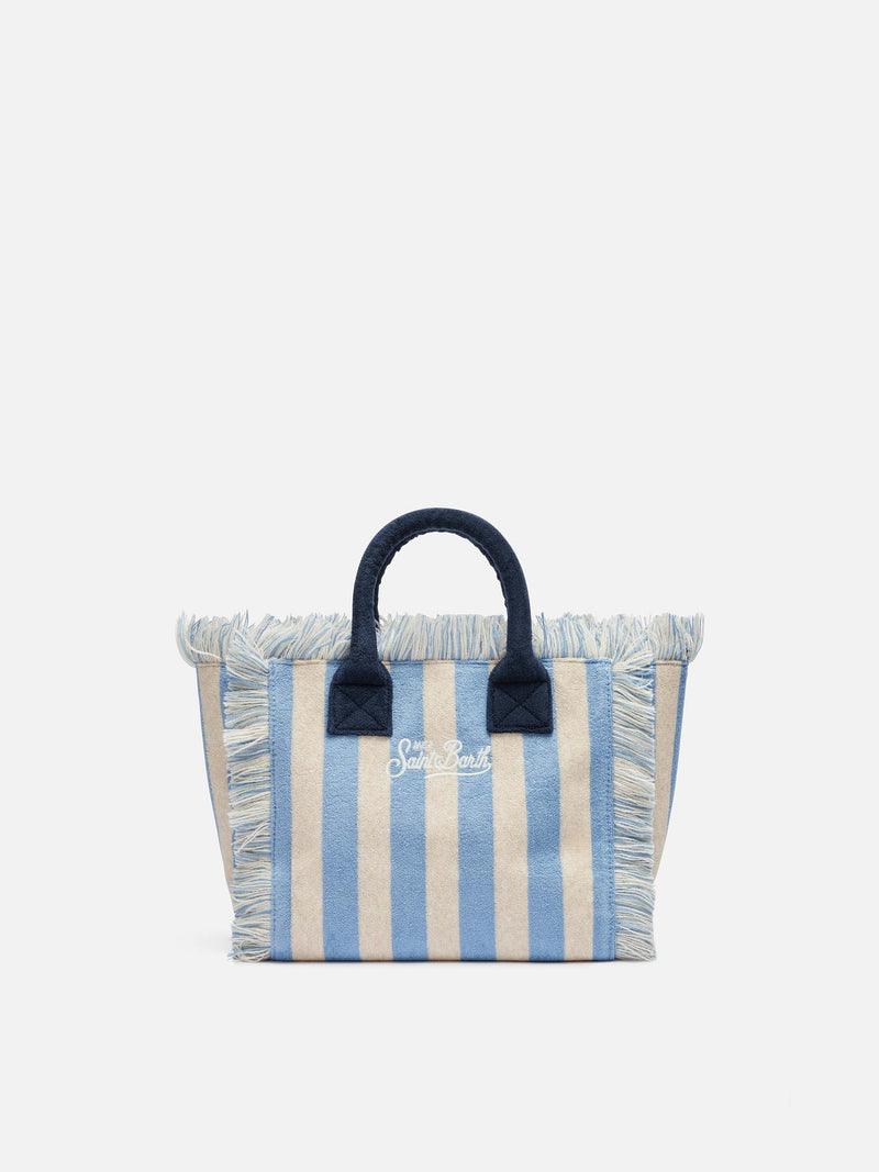 Colette Sponge light blue striped terry handbag