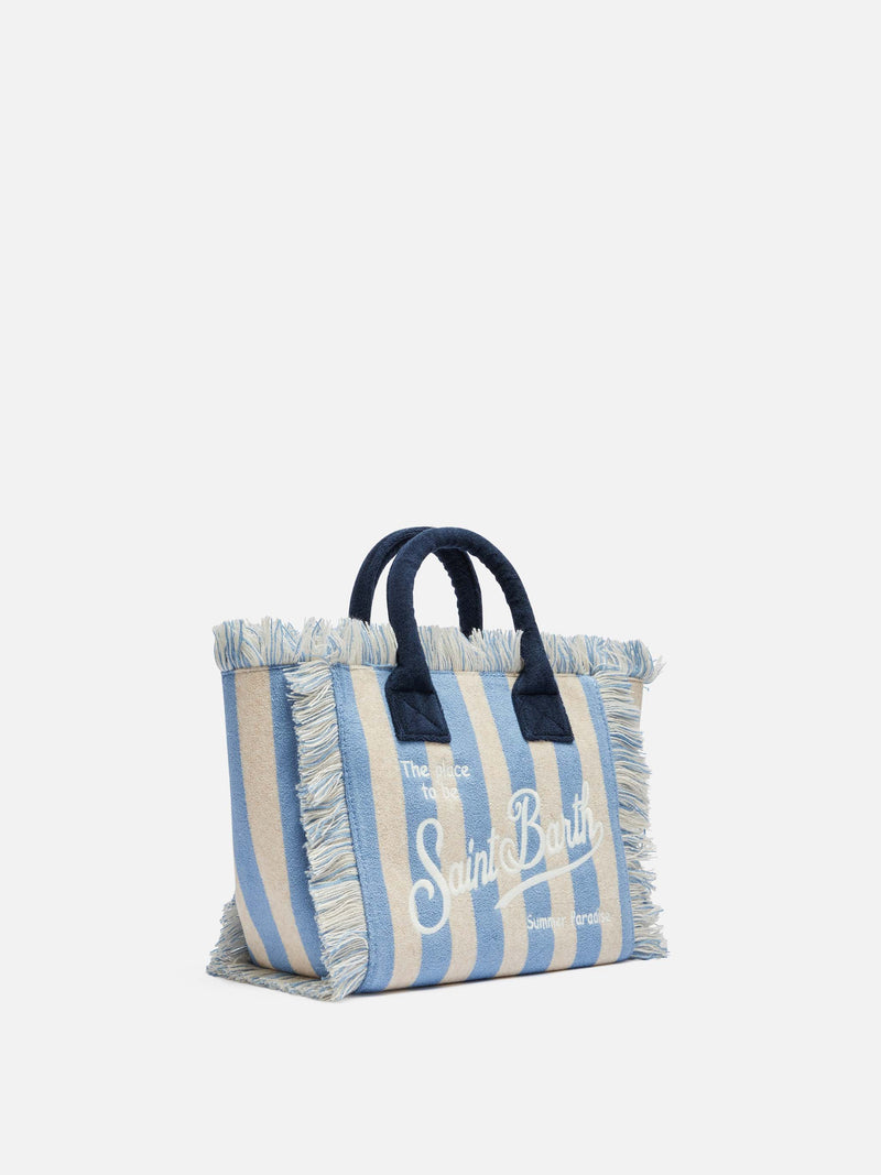 Colette Sponge light blue striped terry handbag