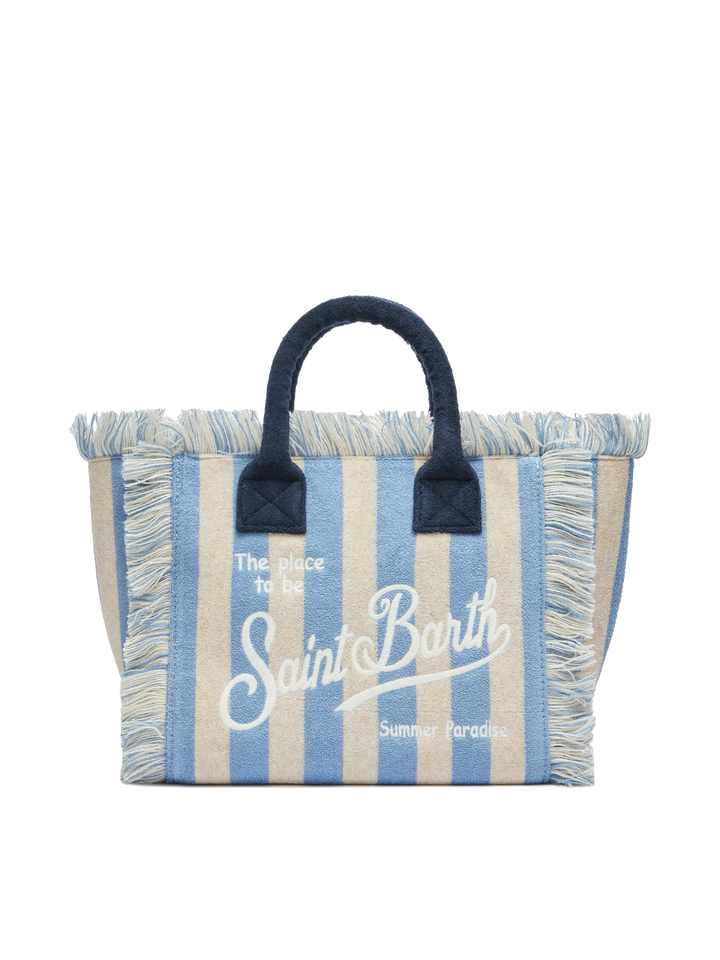 Borsa Colette in spugna con stampa a righe azzurre