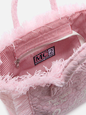 Terry effect Colette bag with raised leopard pattern