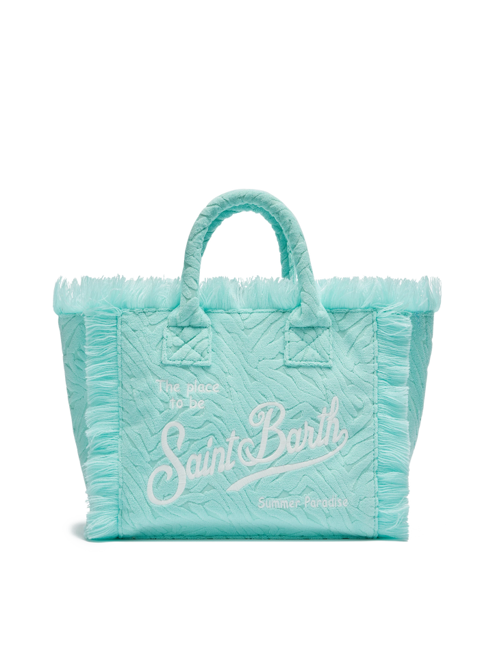 Colette Sponge – Frottee-Handtasche mit Zebraprägung in Wassergrün