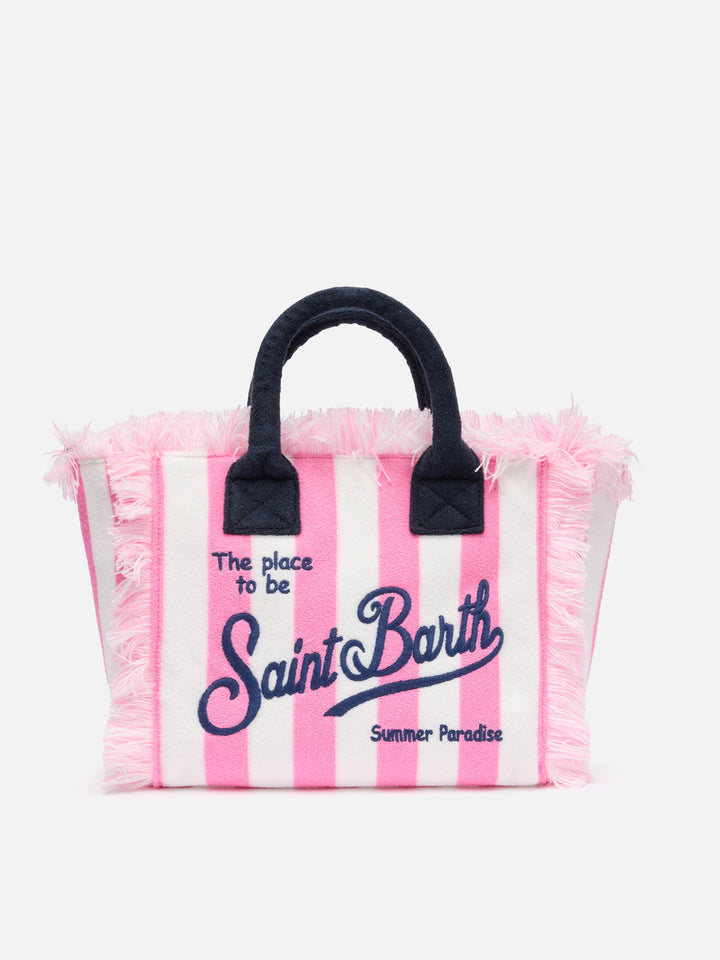Colette Sponge pink striped terry handbag