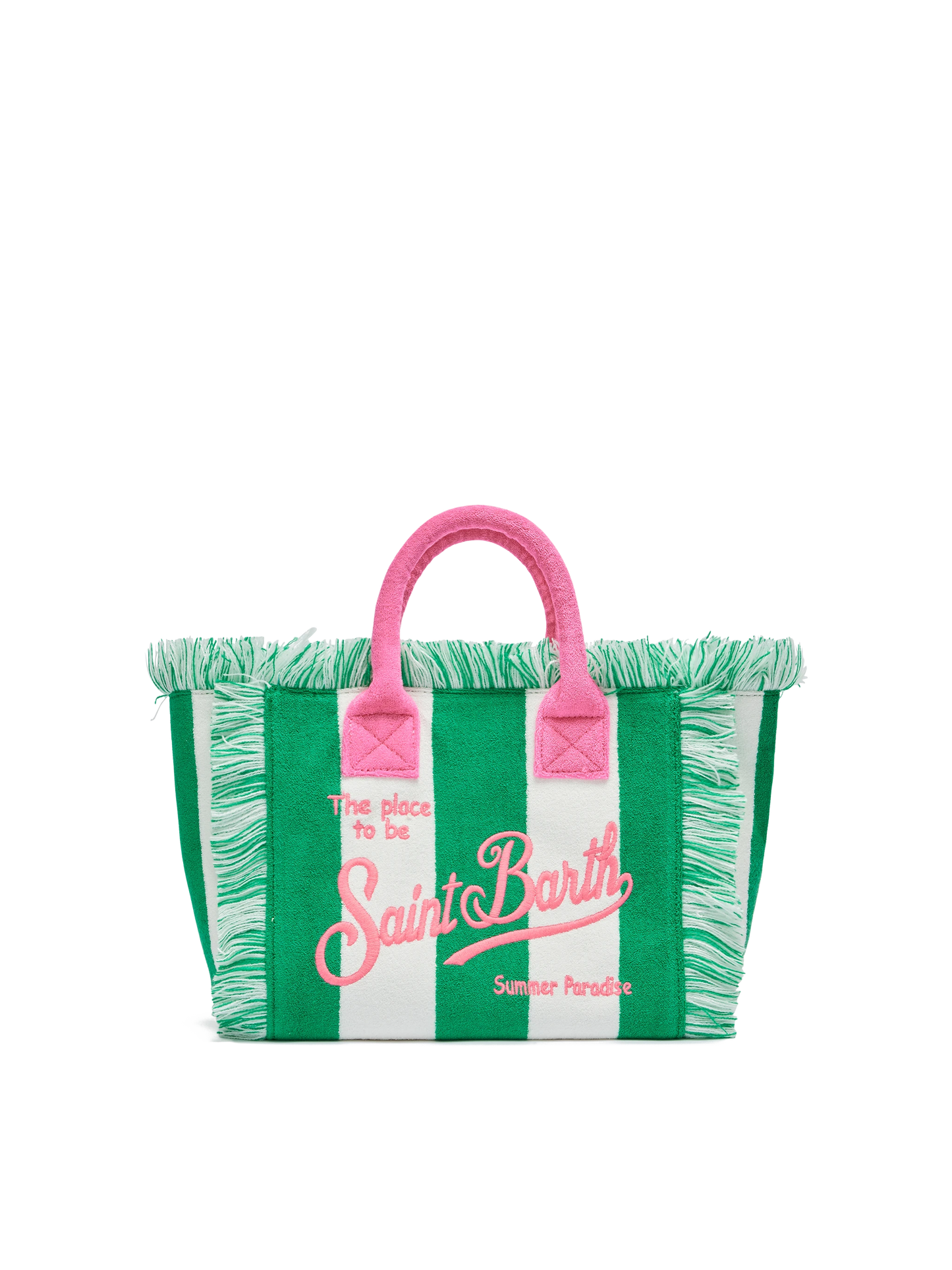 Colette Sponge – Grüne Frottee-Handtasche mit Streifen