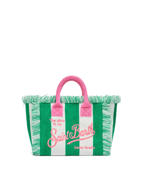 Colette Sponge – Grüne Frottee-Handtasche mit Streifen