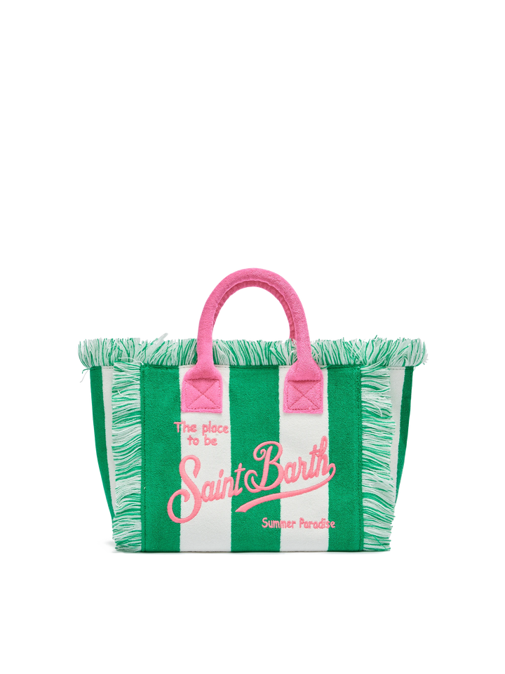 Colette Sponge green striped terry handbag