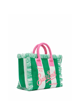Colette Sponge – Grüne Frottee-Handtasche mit Streifen