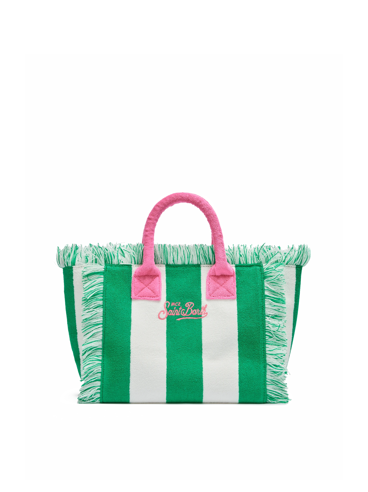 Colette Sponge – Grüne Frottee-Handtasche mit Streifen