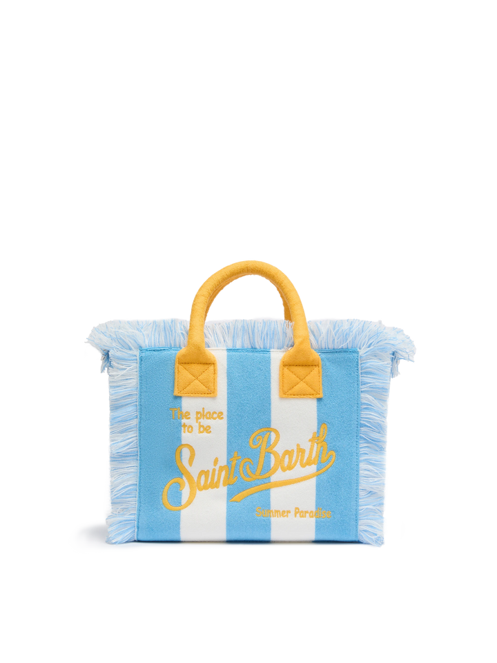 Colette Sponge light blue striped terry handbag