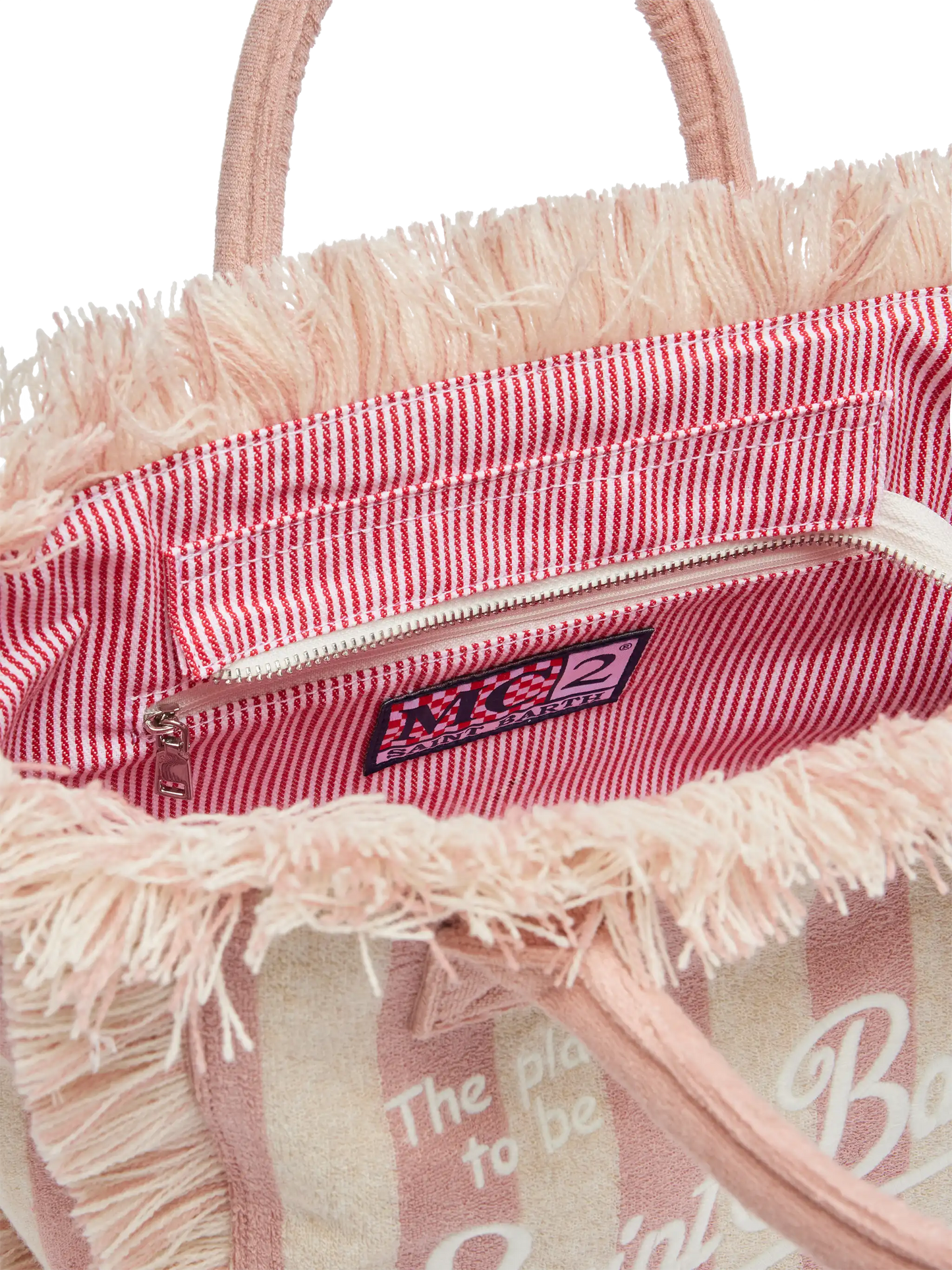 Colette Sponge – hellrosa gestreifte Frottee-Handtasche