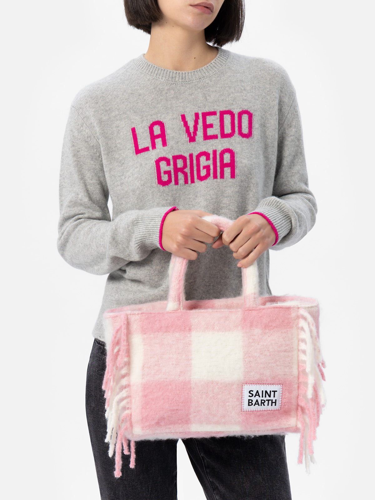 Colette-Deckenhandtasche mit Karodruck