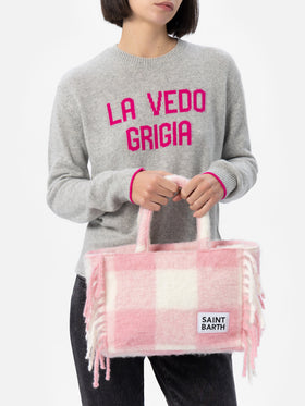 Colette-Deckenhandtasche mit Karodruck