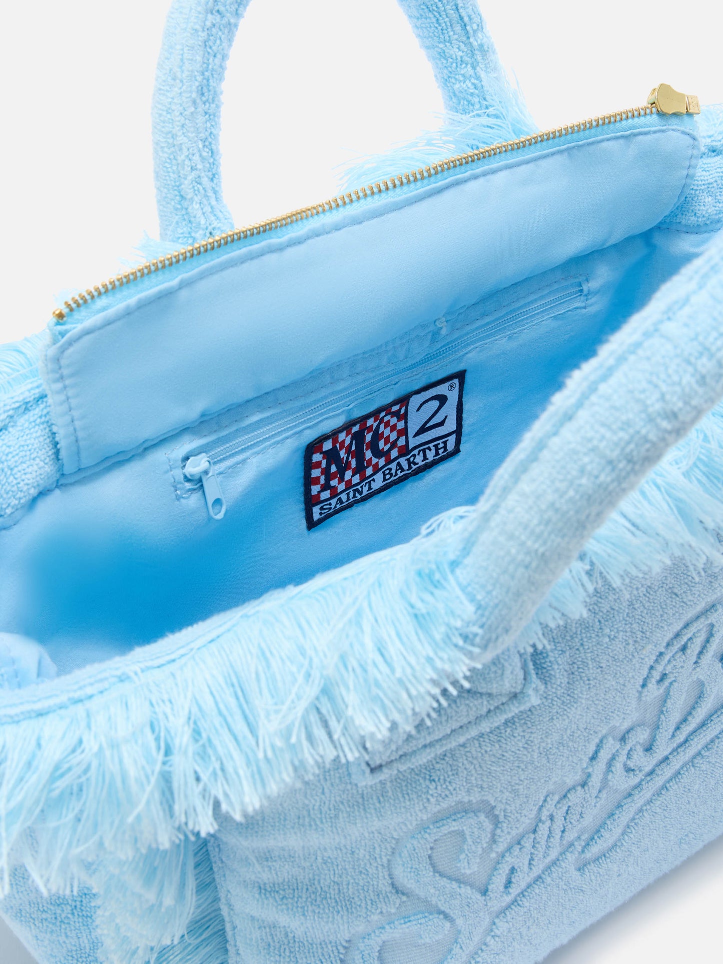 Light blue solid color terry effect Colette bag