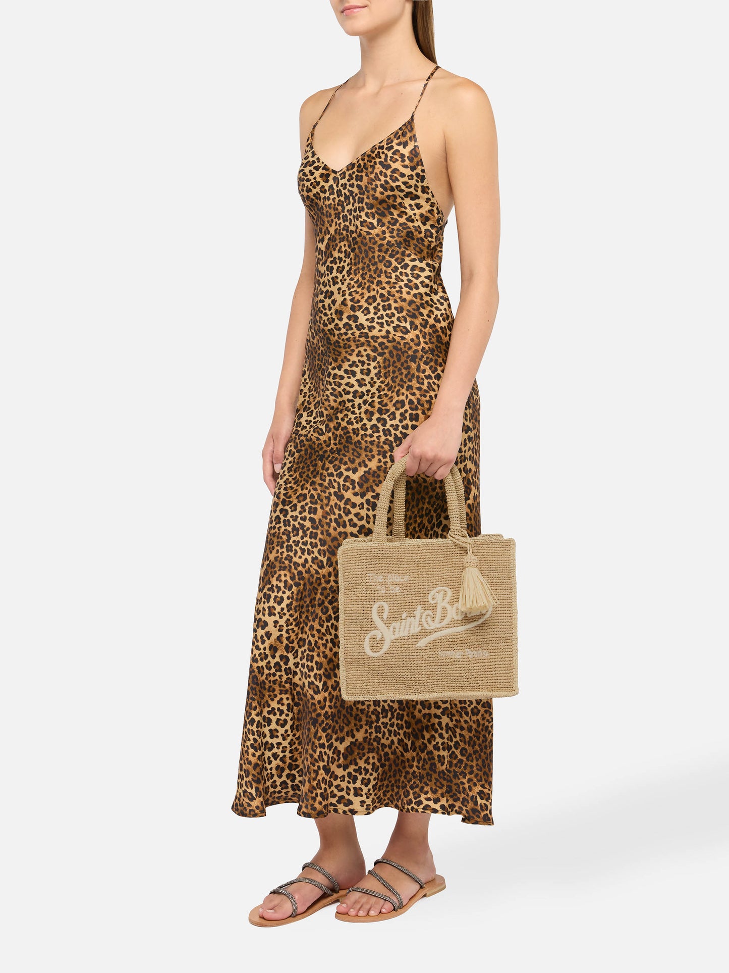 Colette Raffia handbag with logo  embroidery