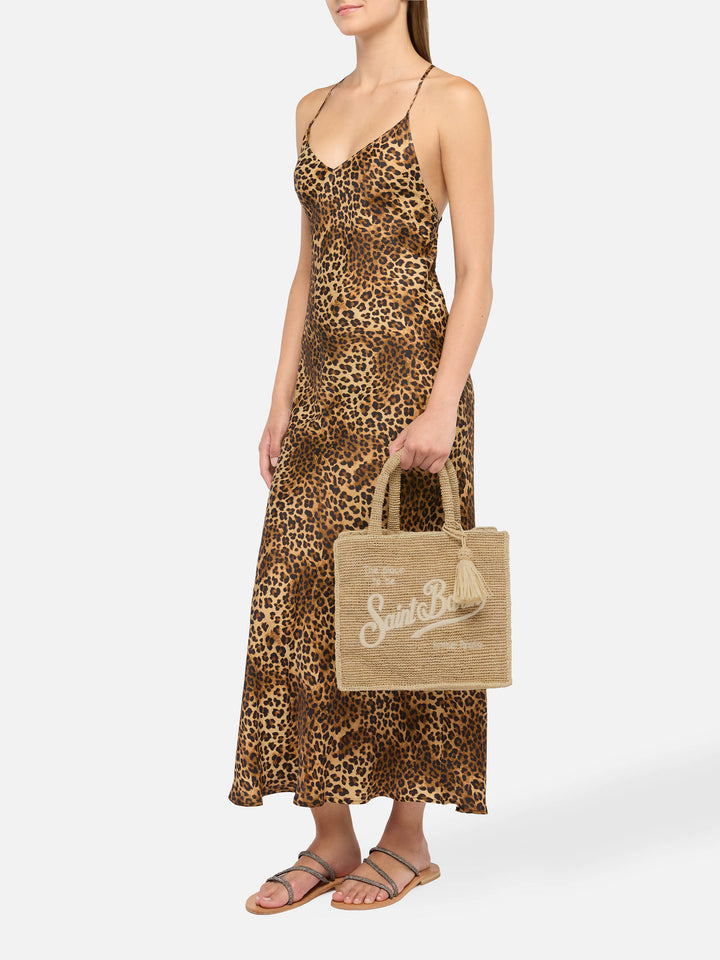 Colette Raffia Handtasche mit Logo-Stickerei