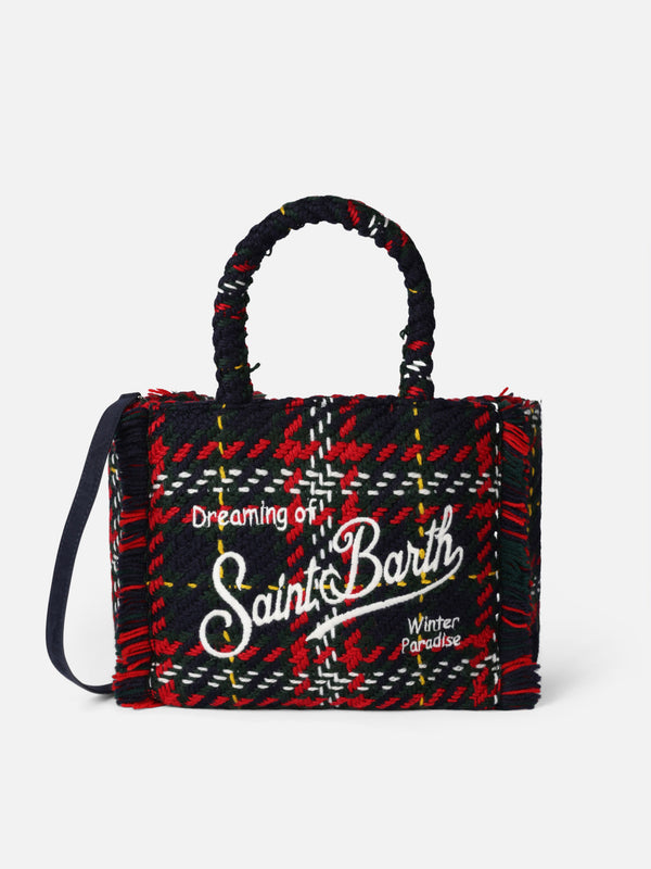 Borsa a mano Colette in lana con maxi motivo tartan