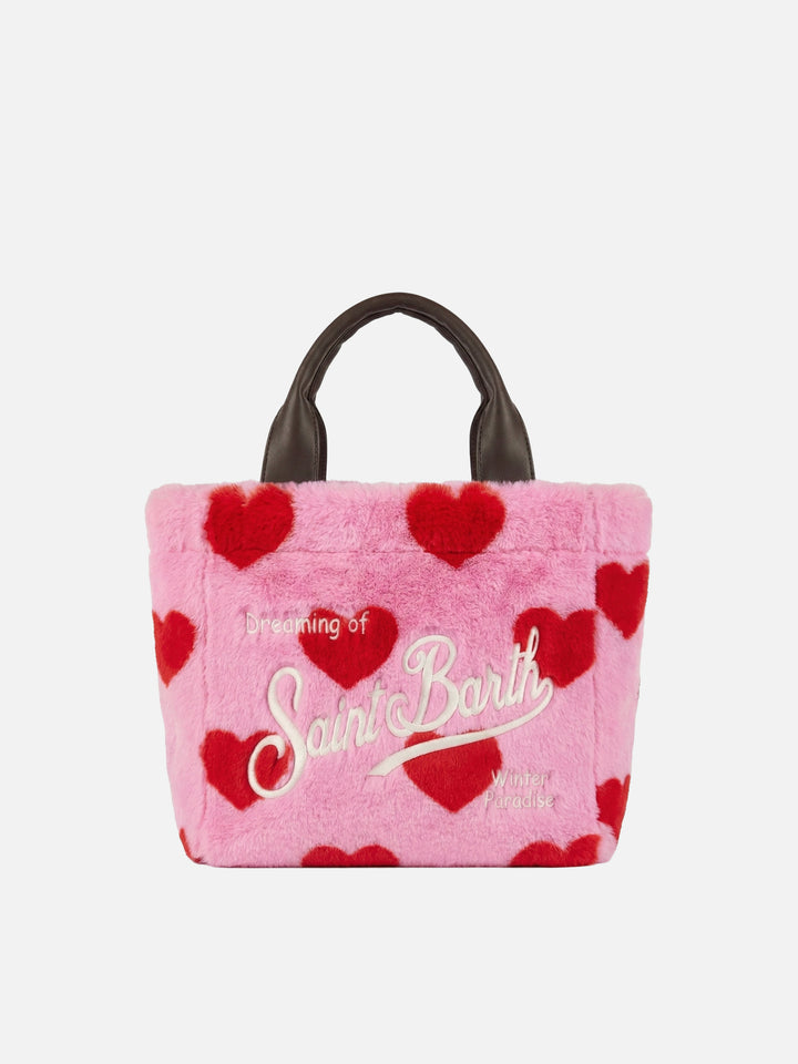 Colette Soft faux fur bag with heart print