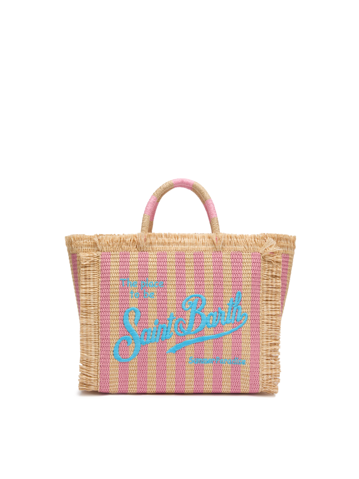 Colette Straw effect handbag with striped print