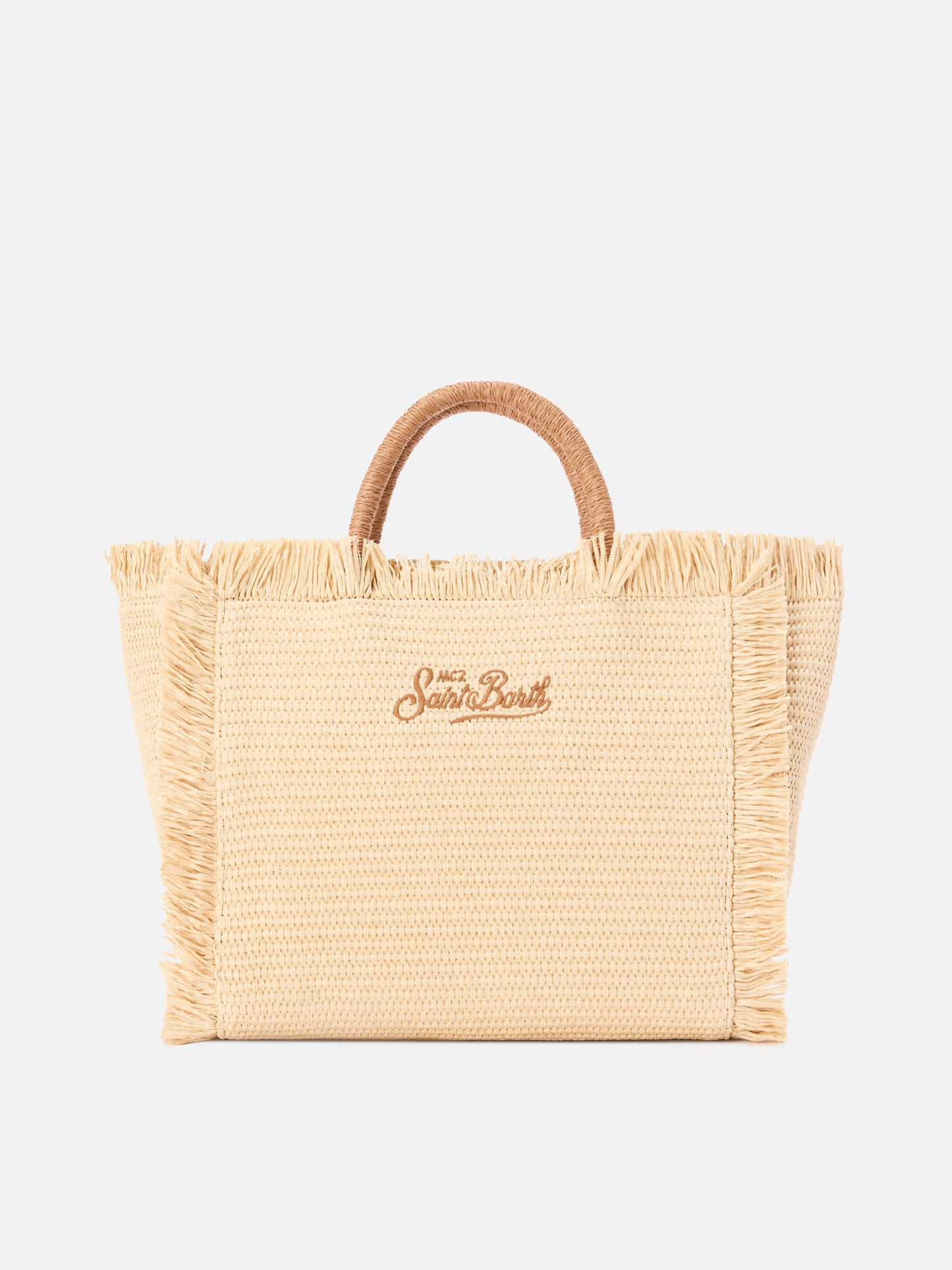 Borsa Colette effetto paglia con logo ricamato